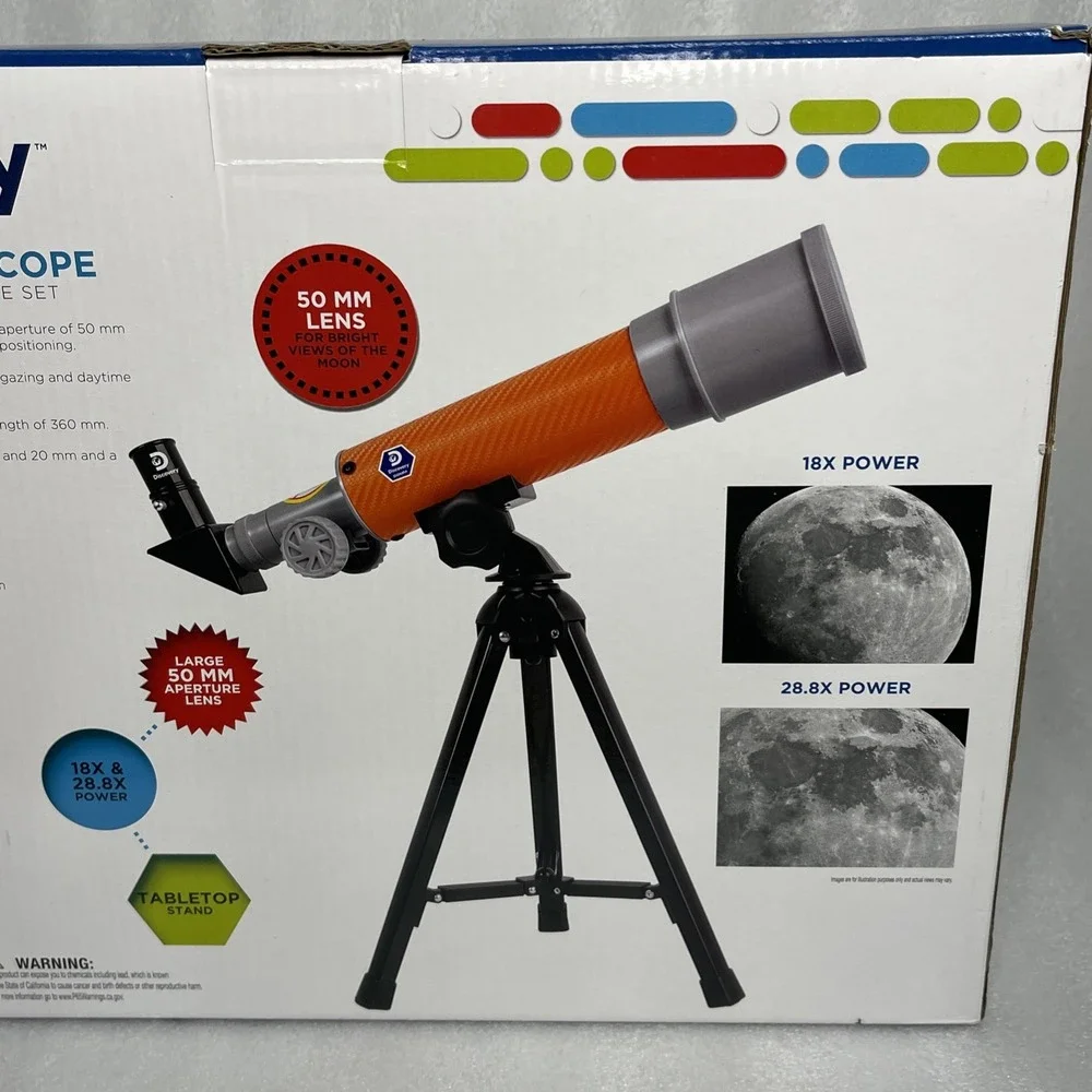 Discovery Juno 50‎ MM Telescope Tabletop Refractor Telescope Set 18X & 28.8X NEW
